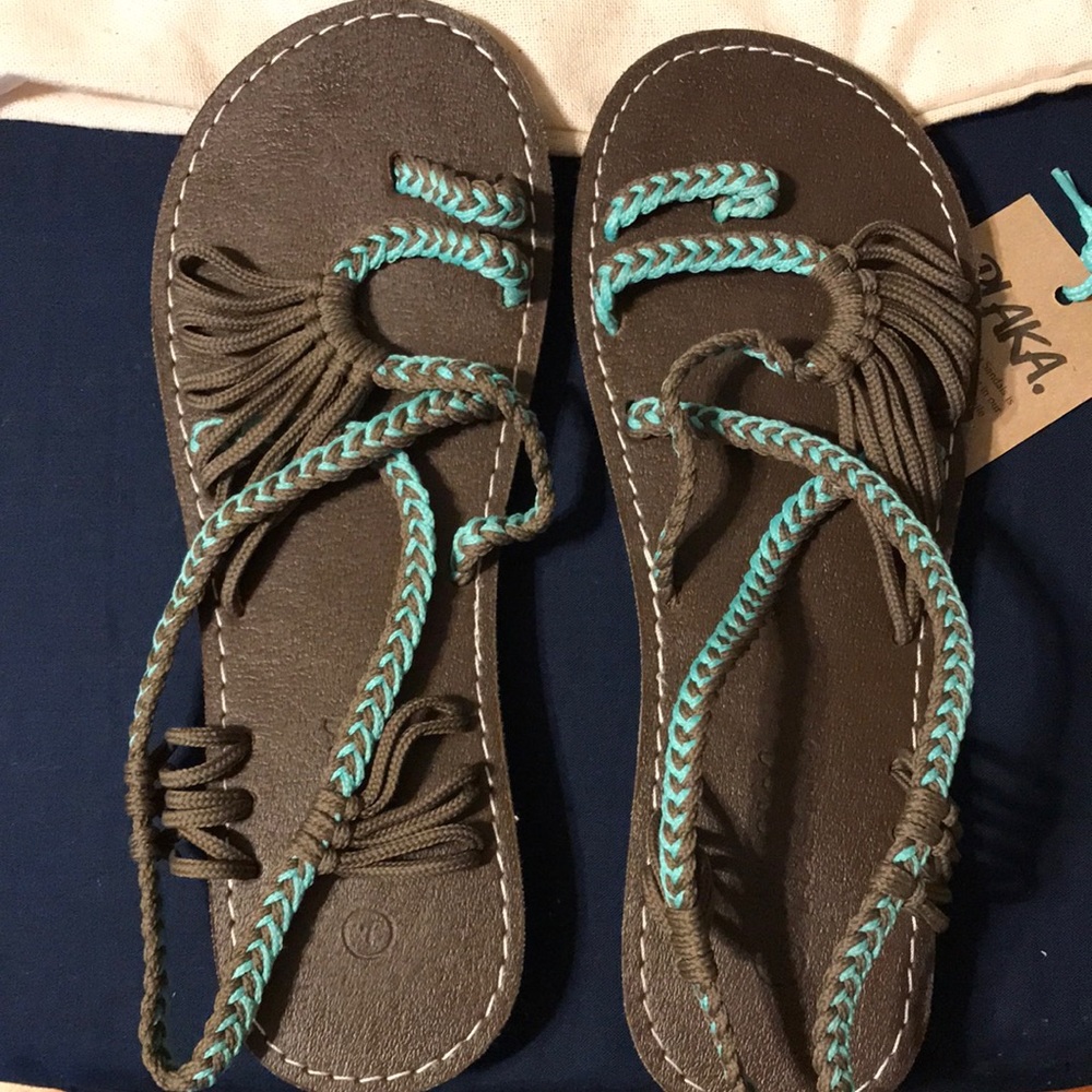 Stylish Brown and Teal Sandals